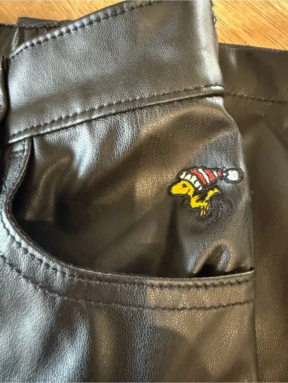 Snoopy & Woodstock Girls Justice Black Pleather Cargo Pants Size M (10)